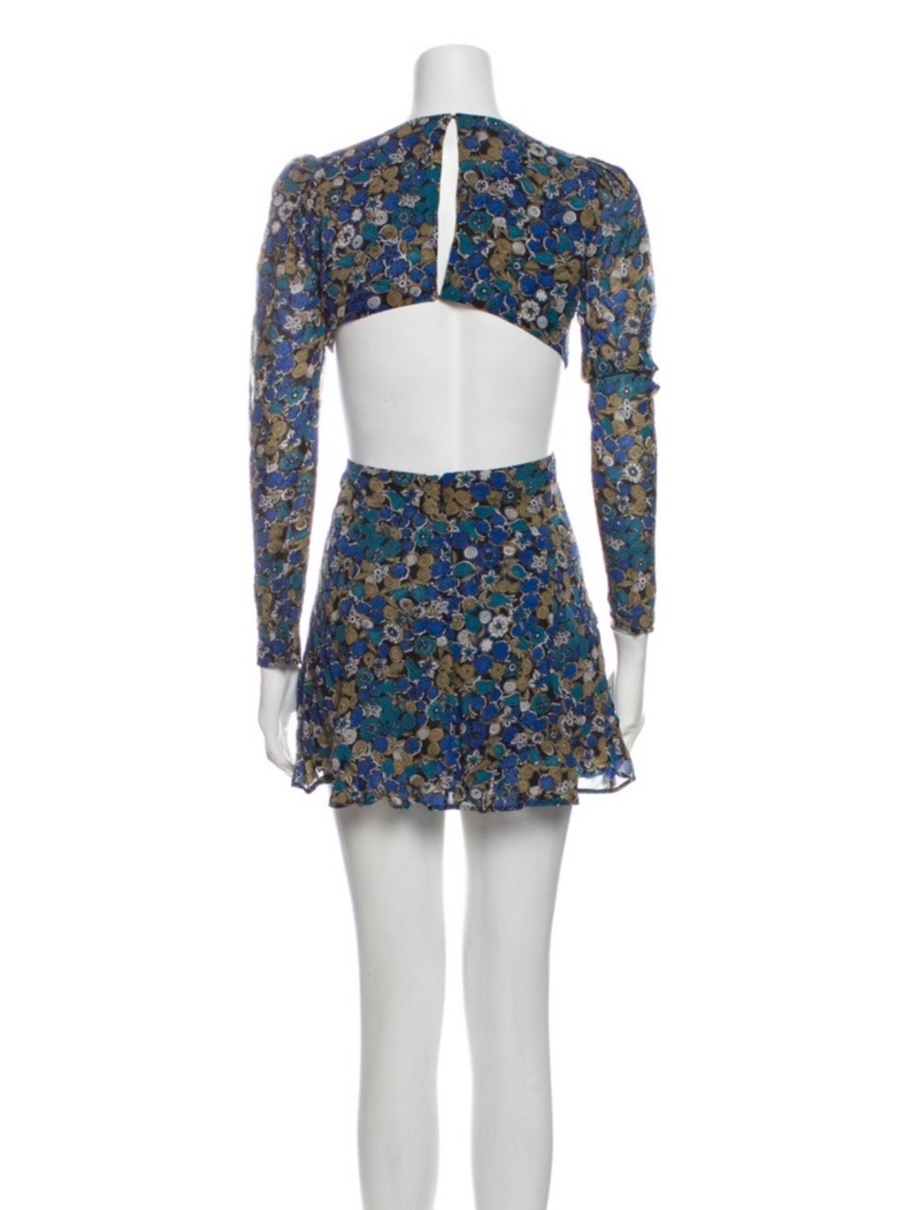 Blue Floral Cutout Mini Dress - Picture 3 of 3
